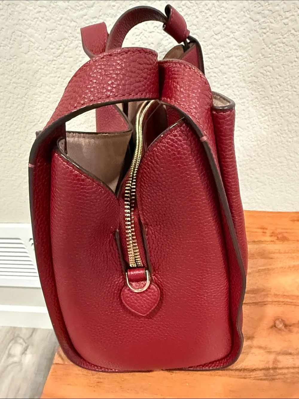 kate spade knott Burgundy red Pebbled Leather Shoulder Bag